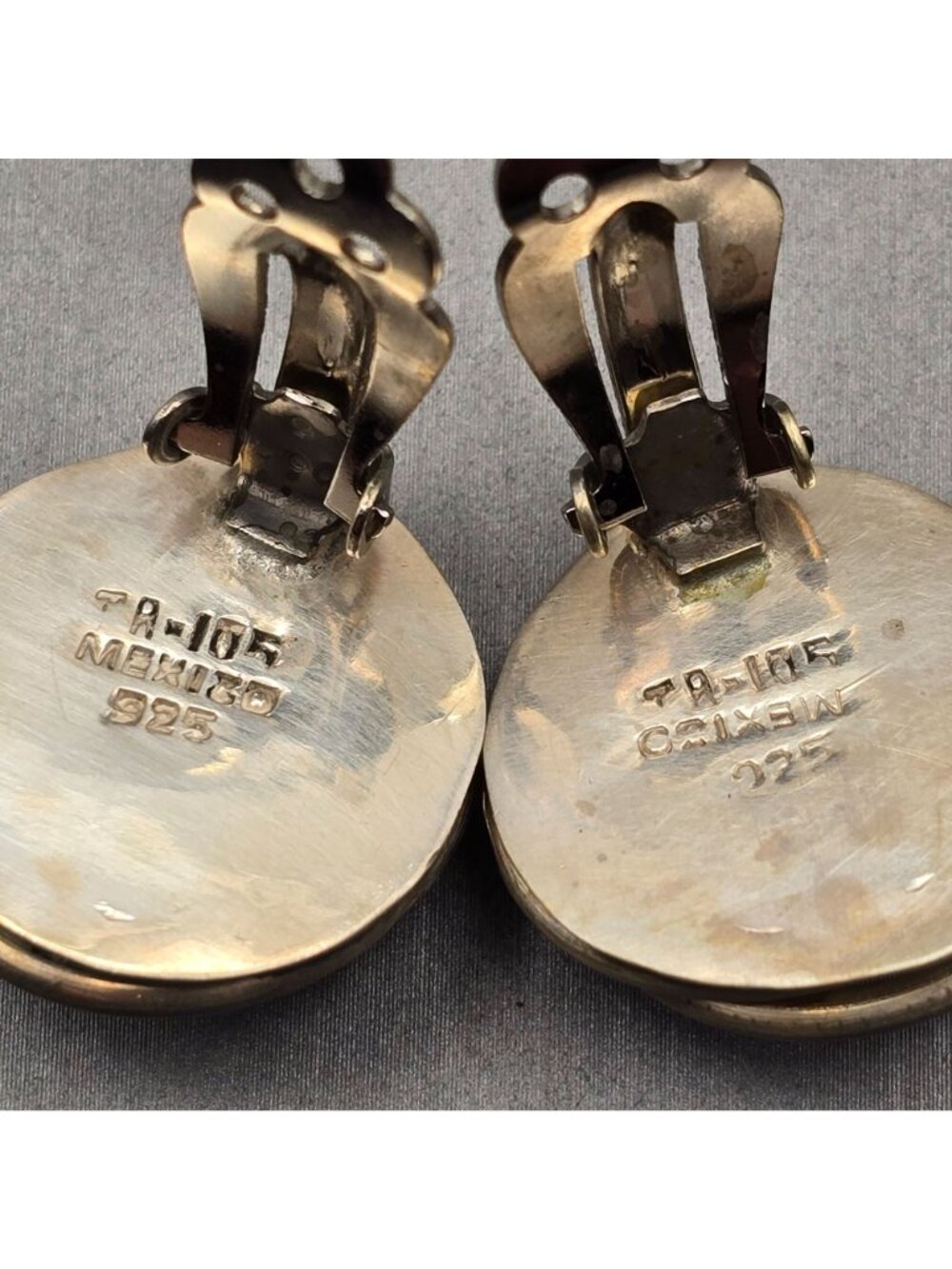 Taxco Sterling Silver Dome Clip On Earrings Mexico TA-105 Twisted Border 17.65g - Picture 3 of 9